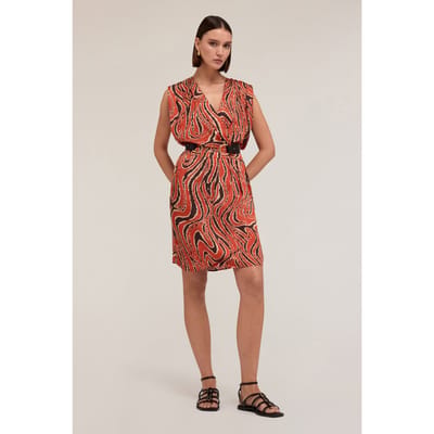 Motivi Short Satin Crossover Dress With Print Orange Size: 32 | Mini Dresses Outlet | Dames | Oranje