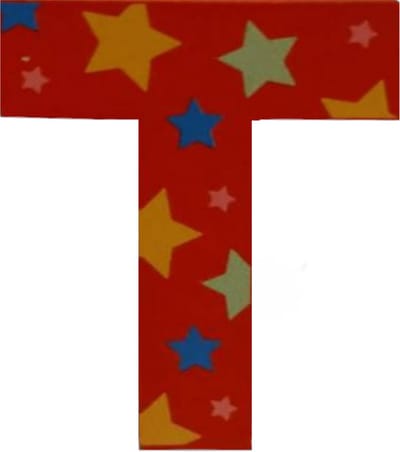 Decoratieletter - T - Hout - 7cm - Rood
