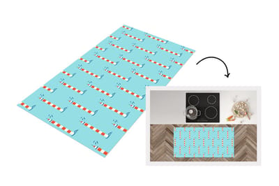 Keukenloper - Loper keuken - Vuurtoren - Blauw - Strand - Patronen - 120x60 cm - Keukenloper vinyl