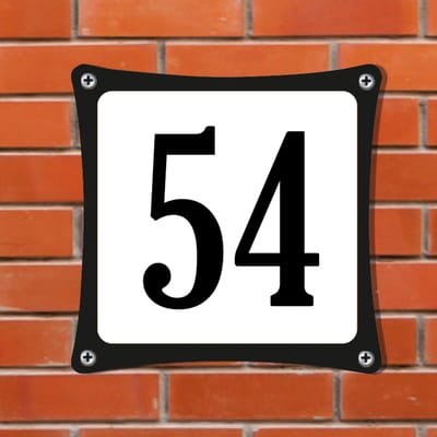 Decoporta Huisnummerbord Emaille-Look - Nummer 54 - Standaard - 10 x 10 cm | incl. schroeven