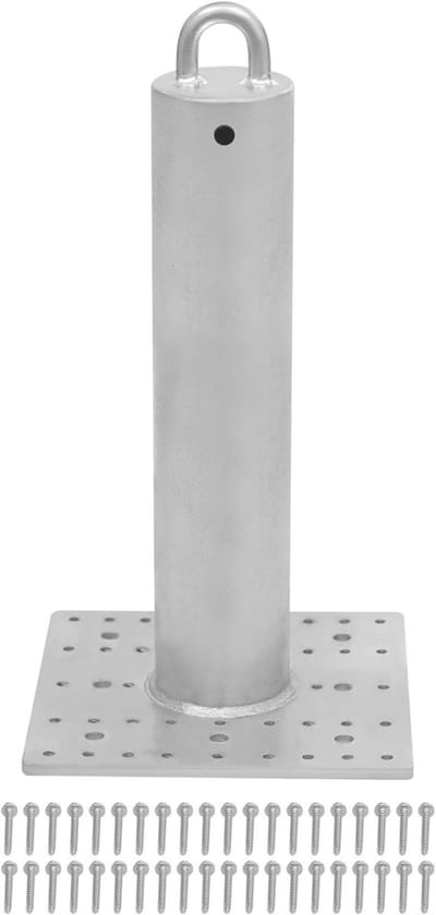 Dakanker Valbeveiliging - Aanslagpunt Veiligheidspaal - Veilig Werken Dak - Hoge Breukbelasting - 46 cm Hoog - Zilver