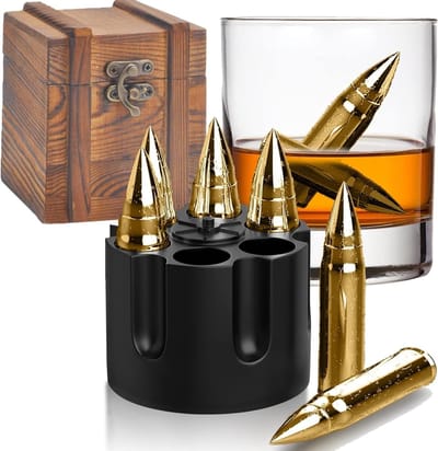 Herbruikbare ijsblokjes van roestvrij staal met hoge koeltechnologie voor whisky, vodka en wijn - Perfect cadeau-idee voor vaders en feestjes