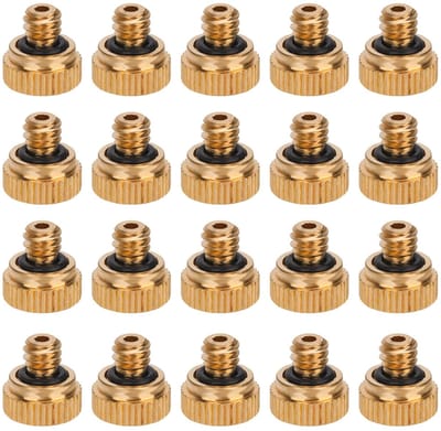 Dailygoods- Vernevelingsnozzles 20st - Messing T-stukken - Schroefdraad voor 1/4 Buizen - Buitenkoelsysteem - Bevochtiging - Goudkleurig - Misting Nozzle