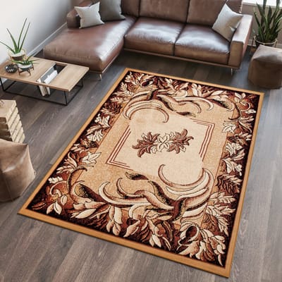 Tapiso Atlas PP Vloerkleed Beige Gebloemd Woonkamer Tapijt Maat- 130x190