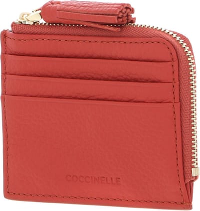 COCCINELLE Leren Kaarthoes Tassel Credit Card Holder Grenadine Red Lichtrood
