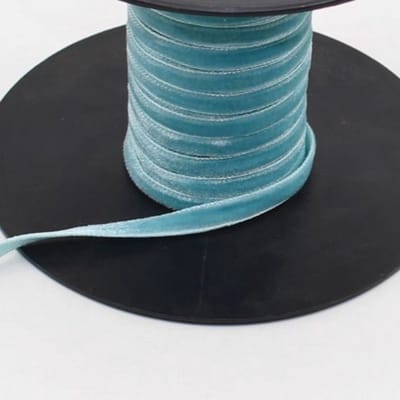 5 Meter ENKELZIJDIG FLUWEEL LINT / VELOURSLINT, Breedte 7MM, Franse Kwaliteit, Kleur BLAUW