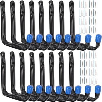 Dailygoods - Garage Storage Hooks - Heavy Duty Hangers - 16 Stuks - Multifunctioneel - Gereedschap Organisatie - Perfect voor Garage en Tuin