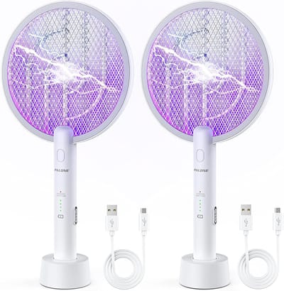 Thijox - 2-in-1 Bug Zapper Muggenmepper met USB-opladen, 3000V Vliegenmoordenaar, Sterke Veiligheidsnetbescherming, Witte Elektrische Muggenmepper voo