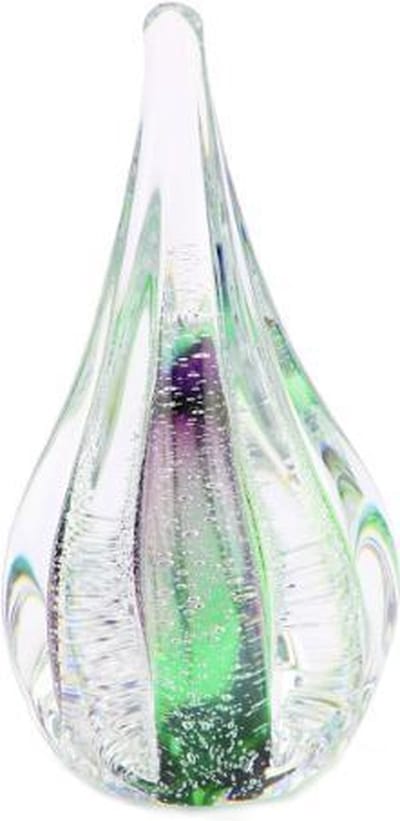 Urnencenter© Kristalglas Sparkle Mini Urn Groen/Paars Transparant - Urn - Urn voor as - Urn Hond - Urn Kat - Urn Deelbewaring - Mini Urn Glas - Kunstobject