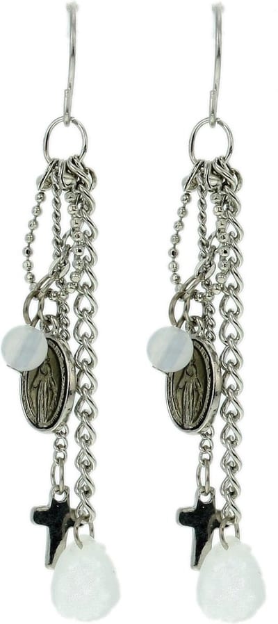 Behave - Oorhangers - Spirituele stijl - Maria hanger en kruisje - 8 cm