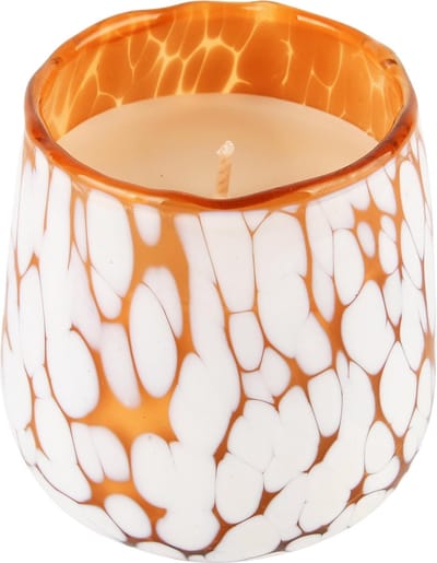 Dekoratief | Geurkaars 'Terra' parfum orange/kaneel, glas/wax, 8x8x8cm | A248031