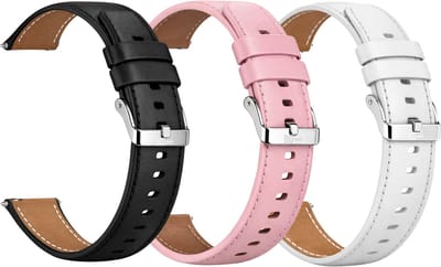 Kiraal Premium Luxe Leren Smartwatchbandjes Set – 20mm – Set van 3 – Meerdere Kleuren – Universeel – Geschikt voor Smartwatch