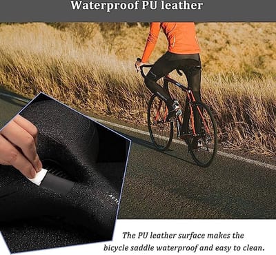 Fietszadel, comfortabel gelzadel, voor heren en dames, ergonomisch breed, zacht traagschuim, MTB, racefiets, 26 x 22 cm, ademend, waterdicht