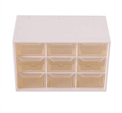 Dailygoods- Opbergdoos Grote Capaciteit - Opbergdoos met Deksel - Opbergdoos met Vakjes - Desktop Opbergdoos - Plastic - 9 Transparante Lades - Opbergkast
