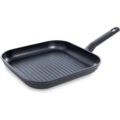 BK Easy Induction Grillpan 26x26cm - PFAS-vrije antikleeflaag - Grillpan inductie - Keramische pan - Ovenbestendig tot 160°C - Koudgrepen - Zwart