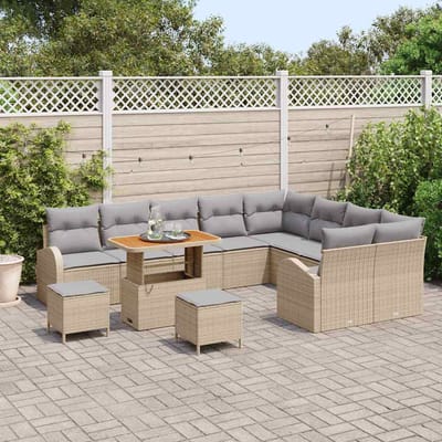 vidaXL - Tuinbank - Set - 12 - st - 11-Aantal - zitplaatsen - Beige - en - Lichtgrijs