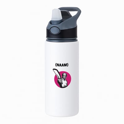Hacebo® - Cricket met eigen naam waterfles met rietje zwart - Cricket - Cricketer - Sport - water fles - 650ML