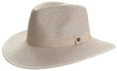 Serenity Fedora – UV Hoed Dames Zomer Kreukbestendig Reisvriendelijk - Maat: M-L: 58 cm - Taupe/White