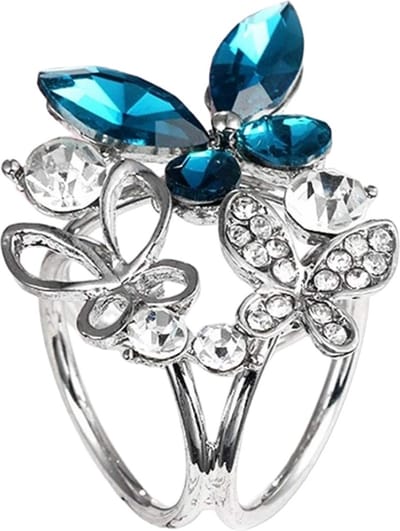 Fako Bijoux® - Sjaalklem - Vlinders Met Kristal - 35x32mm - Zilverkleurig