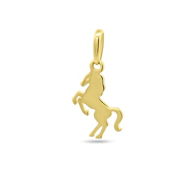 New Bling 9NBSAM-G230377 Gouden Hangertje Paard - 14 Karaat Bedeltje - Paardje 11,6x7mm - Goud