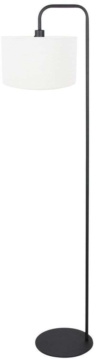 Vloerlamp Mexlite Forma 4778ZW zwart met grof wit linnen kap, metalen armatuur, diameter 30 cm, hoogte 18 cm