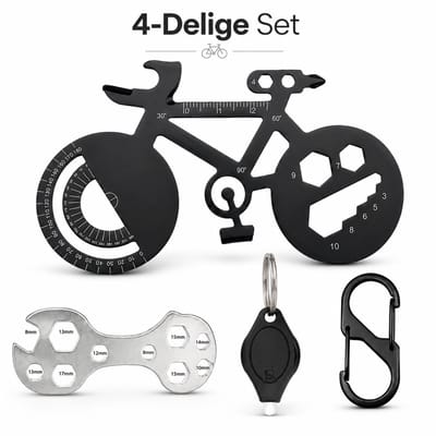 24-in-1 Fiets Multitool Set - Musketon Sleutelhanger met Dubbelzijdig Karabijnhaak, Mini Zaklamp - Gereedschap voor Fietsreparatie met Carabiner, Bieropener, Sleutelringen - Volwassen Fietsgereedschap Accessoires Reparatieset - Keychain Multi Tool