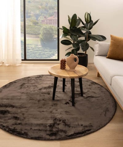 Viscose vloerkleed rond - Pearl donkerbruin 140