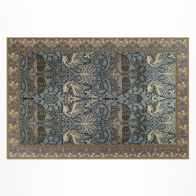 Wallfluent Vinyl Buitenkleed - PVC Buitenkleed De Pauw En De Draak Van William Morris - 60 x 90 cm - Rechthoek Dik Vloerkleed - Bruin Praktisch Buitentapijt - Patronen Decoratief Buitentapijt - Buiten Vloerkleed Voor Tuin