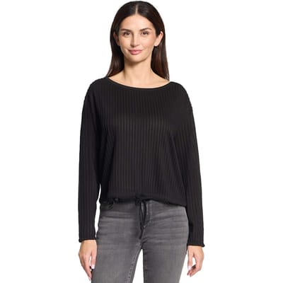 Gestructureerd shirt met verticale strepen - zwart - Gr. 40 van Goldner Fashion