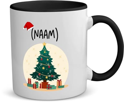 Akyol - kerst kerstboom met eigen naam koffiemok - theemok - zwart - Kerstmis - kerst beker - winter - kerst - christmas - kerst cadeau - 350 ML inhoud