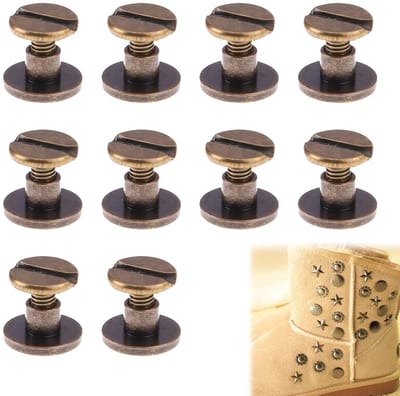 Dailygoods- Klinknagels Set - Messing Platte Kop - DIY Lederen Klinknagels - Decoratie voor Riem/Tas/Schoenen - Corrosiebestendig - Hoogwaardig Materiaal - Studs
