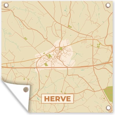 Tuin poster België - Plattegrond - Kaart - Stadskaart - Herve - 200x200 cm - Tuindoek