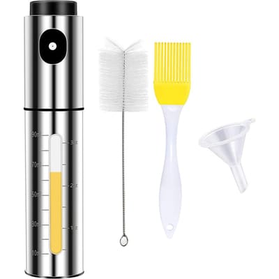 100ml Roestvrijstalen Oliespuitfles, Lekvrije Pomp Spuitbus voor Grill BBQ, Kookgerei Tool en Keukengadget zilver
