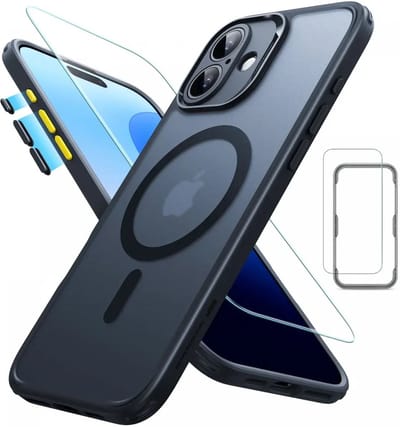 ESR Classic Pro HaloLock Hoesje + Tempered Glass Geschikt voor Apple iPhone 16 Plus | Back Cover Compatibel met MagSafe met Screen Protector | Camera Bescherming | Frosted Zwart