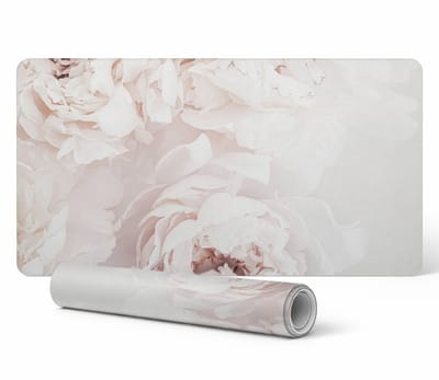 Beschermende bureauonderlegger voor toetsenbord en muis, delicate pioenrozenprint, 90x45 cm