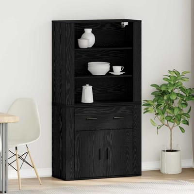 vidaXL - Highboard - Zwart - Eiken - 80 - x - 33 - x - 150 - cm - Bewerkt - hout