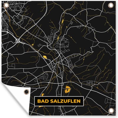 Tuin poster Stadskaart – Kaart – Bad Salzuflen – Gold – Duitsland – Plattegrond - 200x200 cm - Tuindoek