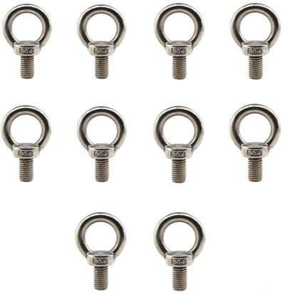 Dailygoods- Hefringen 10 Stuks - Roestvrij Staal 304 - Corrosiebestendig - Nauwkeurige Schroefdraad - Zilverkleurig - Voor Ophangen en Optillen - Oogbouten