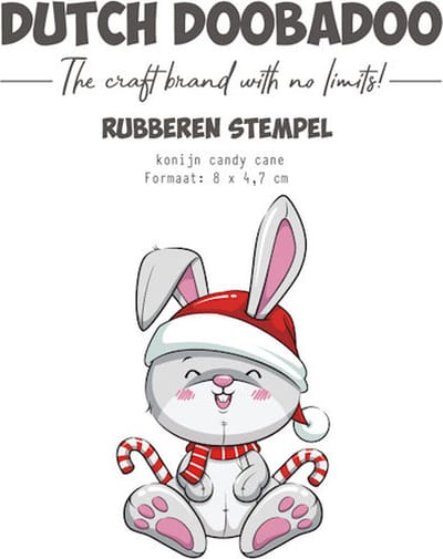 DDBD Rubber stempel Konijn candy cane