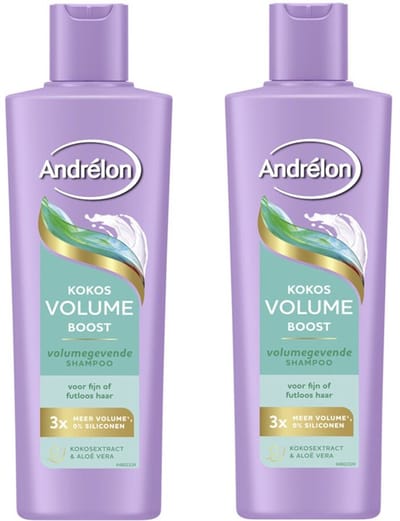 Andrélon Shampoo - Kokos Volume Boost - 2 x 250 ml - verrijkt met kokosextract en aloë vera