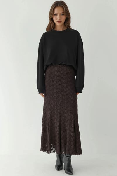 Hoge Taille Kanten Maxi Rok