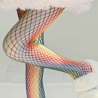 mode REGENBOOG medium net dames hoge taille kous visnet club panty gebreid net pantybroek broek net ondergoed One Size gray