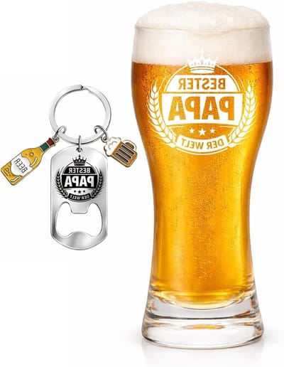 Papa Bierglas - Cadeau voor Vader - Bier Drinken - Grappige Opdruk - 470 ml - Transparant