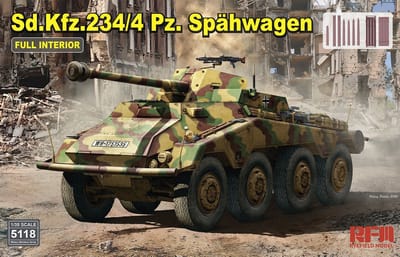 Rye Field Model Modelbouwpakket Militaire voertuigen - 5118 Sd.Kfz. 234/4 Pz. Spähwagen met Volledig Interieur - Militair Voertuig Plastic - 1:35 - Modelbouw
