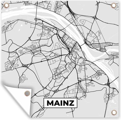 Tuin poster Mainz - Kaart - Stadskaart - Plattegrond - Duitsland - 200x200 cm - Tuindoek