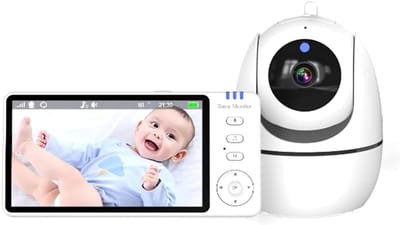 5-inch binnenmonitor met tweewegsaudio, moeder-kindbewaking en 2.4G mini PTZ-beveiligingscamera voor thuis.