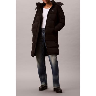 Calvin Klein Monologo Non-down Long Coat Black Maat: L | Winterjassen Outlet | Dames | Zwart