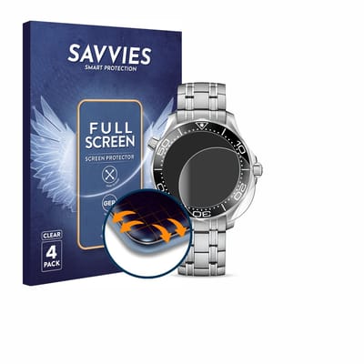 Savvies - Screenprotector voor Omega Seamaster Diver 300M (42 mm) - Folie Beschermfolie transparant volledig dekking 4 Stuks