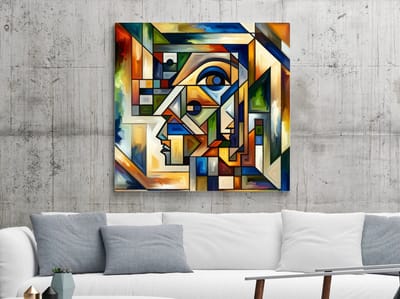 Olieverf picasso schilderij | Picasso's meesterwerk in levendige olieverf geschilderd met krachtig expressie | Kunst - 20x20 centimeter op Dibond | Foto op Dibond