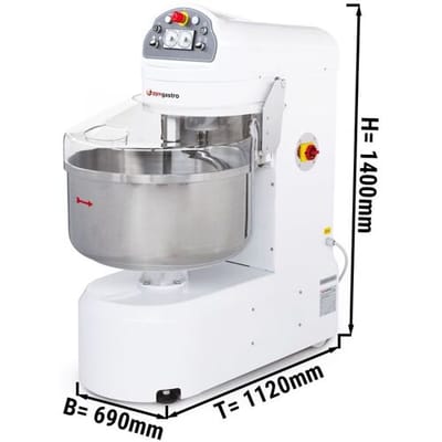 GGM Gastro Bäckerei-Spiralteigknetmaschine - 131 Liter / 80 kg - 2 Geschwindigkeiten - mit festem Kessel Wit